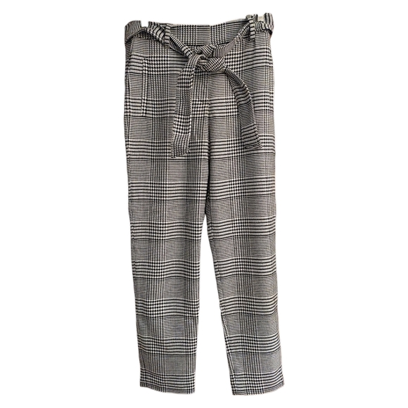 Halogen Bold Plaid Houndstooth Pant with Waist Tie Belt, Size 4, Black/White NWT - Picture 3 of 8